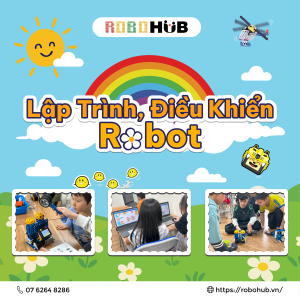 Học sinh lập trình và điều khiển robot tại khóa học hè RBH Summer Camp